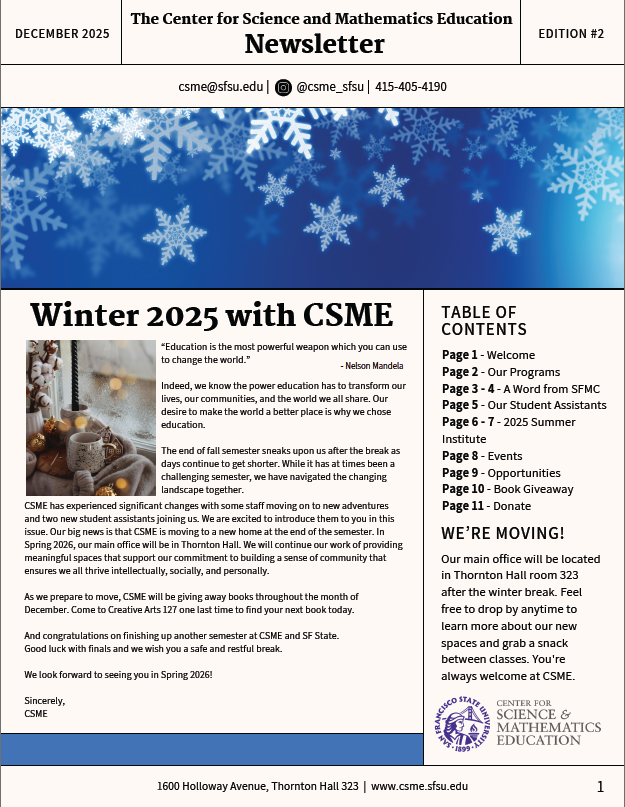 Winter 2025 CSME Newsletter